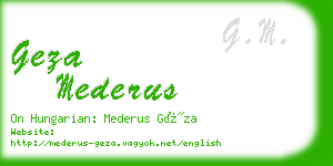 geza mederus business card